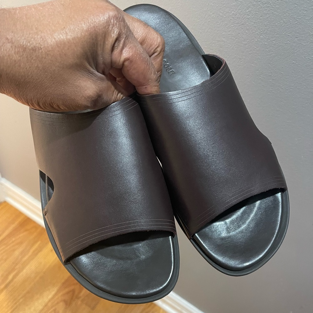 Kenneth Cole Sand-y Beach/Quick Sand Lsrd Slide Sandals Drk Brwn Sz 11 - Picture 3 of 16